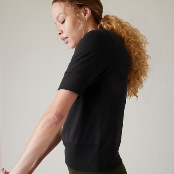 Athleta Step Forward Sweatshirt Tee V-Neck Black Athletic Shirt XXS/TTP - Picture 2 of 10